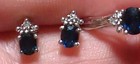  10K STS stamped White Gold Oval Blue Sapphire Ring size 7 and earrings set  — photo 10