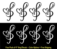 Music Note Heart - I love Music Decal Car Window Tumbler Laptop Tablet Notebook