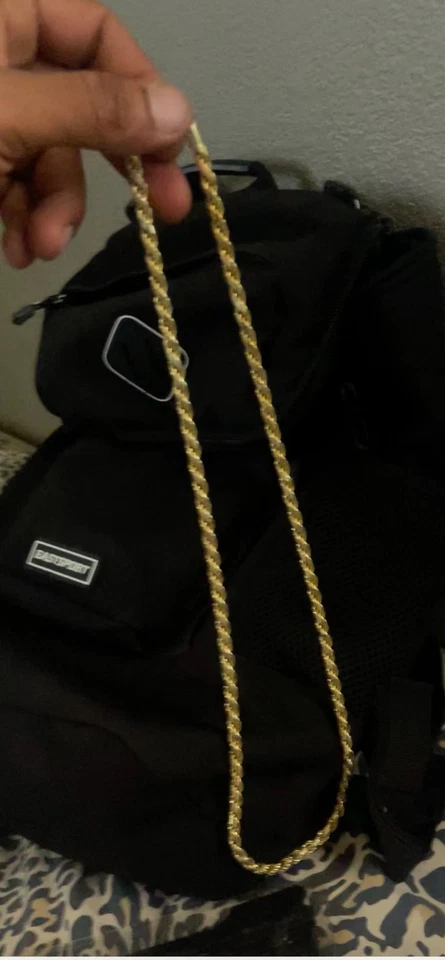 14K Gold Plated on Yell Gold Diamond Cut Rope Chain Necklace Mens Womens Jewelry - Image 2 of 3