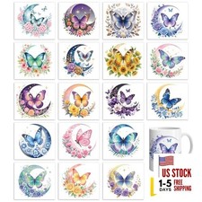  18 Sheets Rub on Transfers for Crafts, Moon and Butterfly 3.6"x3.9" UV DTF 
