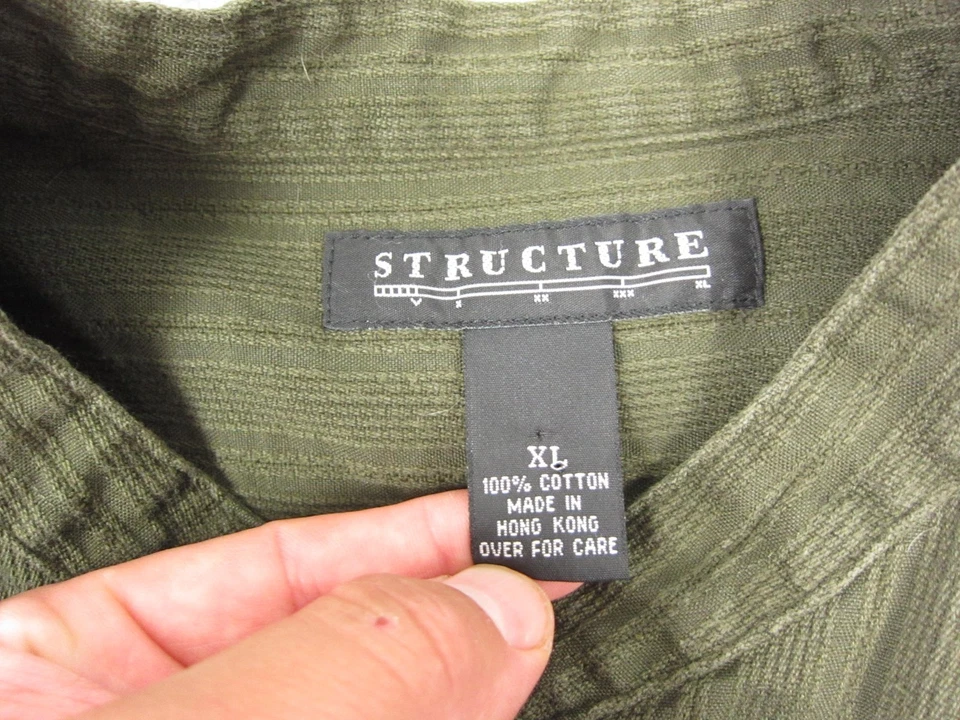 Vintage Structure Shirt Adult Extra Large XL Green Mandarin Collar Mens 80s 90s - Image 4 of 4