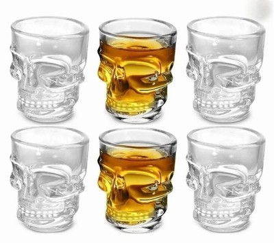 Skull Shot Glasses Heavy Base Whiskey Tequila 1.6 Oz Set of 6 New