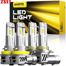 2Set AUXITO Combo 9005 H11 LED Headlights Kit Hi-Low Beam Bulbs 6500K Super Brig