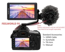 FEELWORLD F6 5.7" 4K HDMI On-camera Monitor With Tilt Arm & Power Output