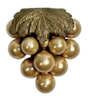 Vintage Golden Faux Pearl Grape Cluster Dress Fur Clip Unsigned Miriam Haskell?