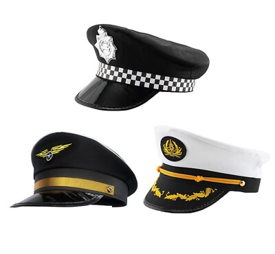 Police Pilot Navy Captain Hat Cap Fancy Dress Party Costume