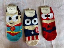 Superhero, novelty, socks w/Superman, Captain America  , Spider-Man NEW