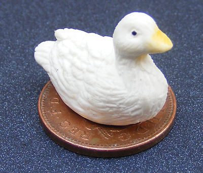 Puppenhaus Polymer Ton weiße Ente Maßstab 1:12 Gartenteich Zubehör 18 Tumdee