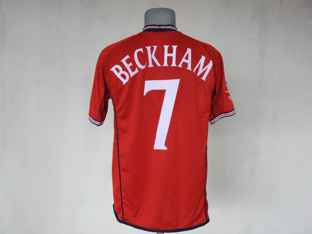 England World Cup 2002 Away Jersey #7 Beckham Umbro Red England World Cup 2002 Away Jersey #7 Beckham Umbro Red