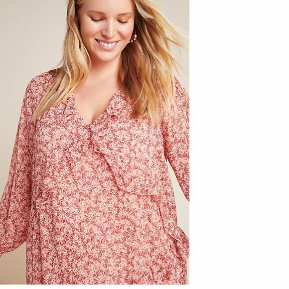 セール! Anthropologieオリジナル! Sirena Ruffled Tunic $160 Anthropologie Sirena Ruffled Tunic size S new nwt pink