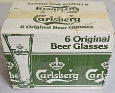 [Orgn Box] Carlsberg Crown Gold Rim Pilsner Flute 16 oz Pint Vintage Beer Glass