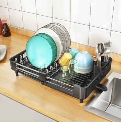 Küche Geschirr Abtropfgestell, erweiterbar (33,5 CM-50 CM) Edelstahl Organizer
