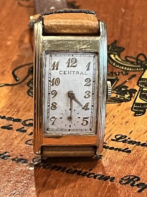 Vintage 1940's Clinton watch, art deco, curvex style, gold-fill, stainless back