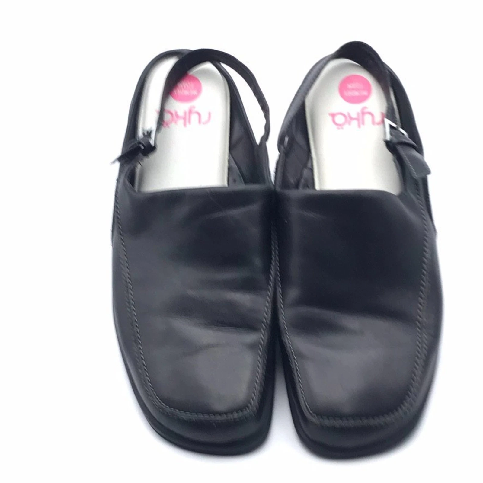 Mocassini da donna Ecco in pelle memory foam punta intera cinturino Ryka neri taglia 8 5