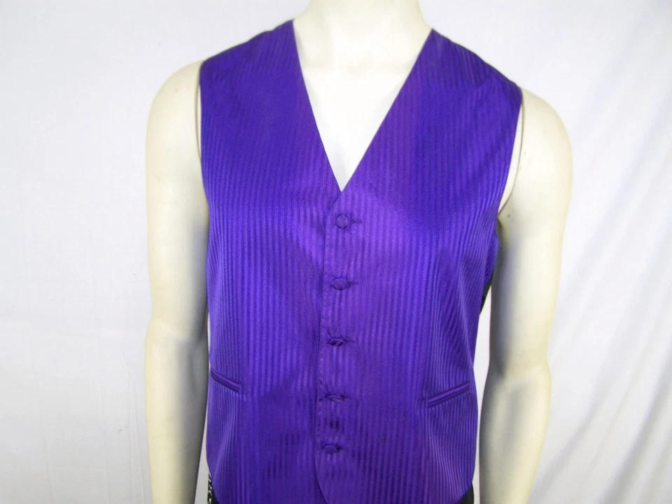 Vesuvio Napoli Adult Small Purple Black Sleeveless Button Front Vest Italy Mens - Image 2 of 4