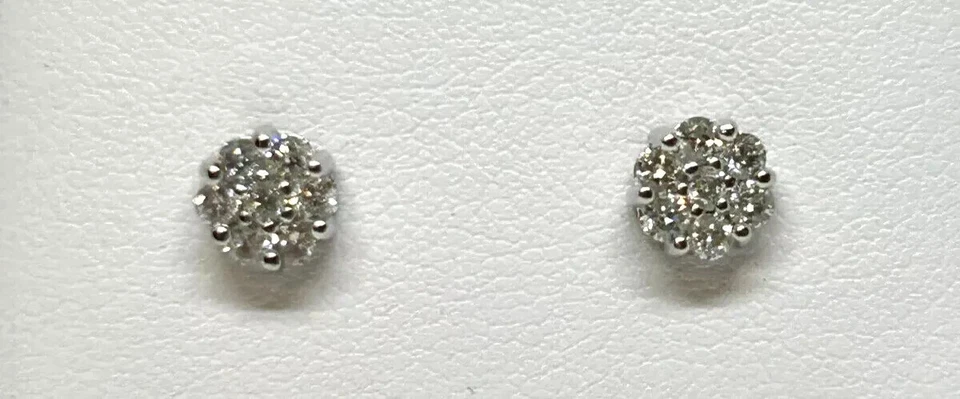 Hermosos Pendientes Racimo Fantasía Diamantes 10KW 1/2CTTW Brillantes Foto 3 de 3