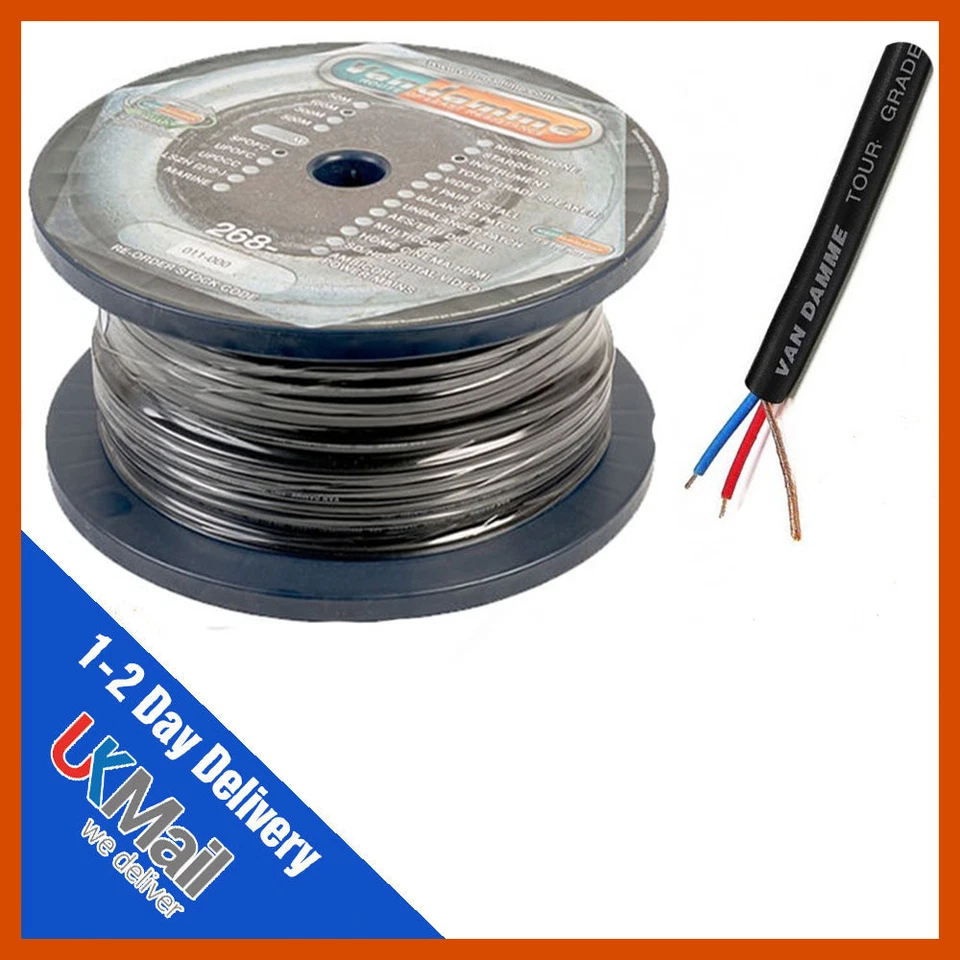 Van Damme Tour Grade XKE Black Microphone Cable | Mic Cable | 25m Reel | 25 x M