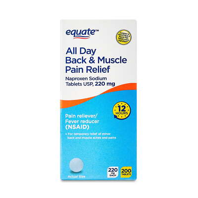 Naproxen Sodium 220mg Tablets 90-200 Ct All Day Back Muscle Pain Relief 12 HR
