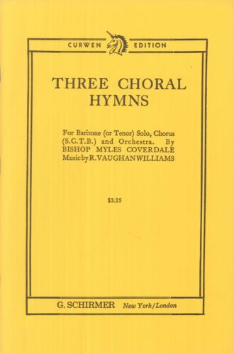 Three Choral Hymns Vocal Score SCTB Chorus Piano 1930 Vaughan Williams Curwen Ed - Picture 1 of 6