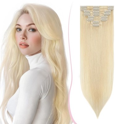 20CM Remy Clip in Extensions Glatt Echthaar Haarteil 8 Stück Haarverlängerung...