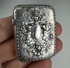 Antique Victorian Sterling Silver Repouss Match Safe Vesta Case Late 1800s