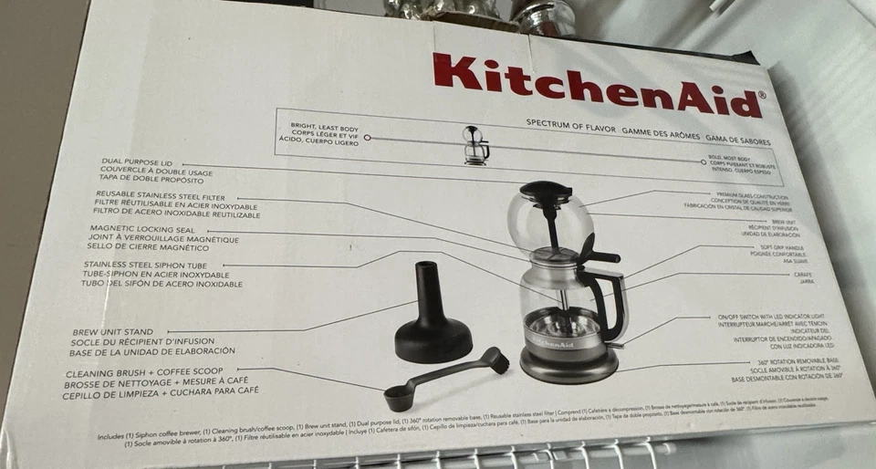 KitchenAid KCM0812MS Sifón de vacío de acero inoxidable Cafetera - ¡Funciona muy bien!! Foto 2 de 3