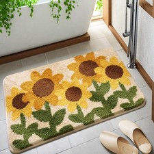 Fluffy Absorbent Flower Bathroom Rug Washable Bath Mat Non Slip 32x20 In