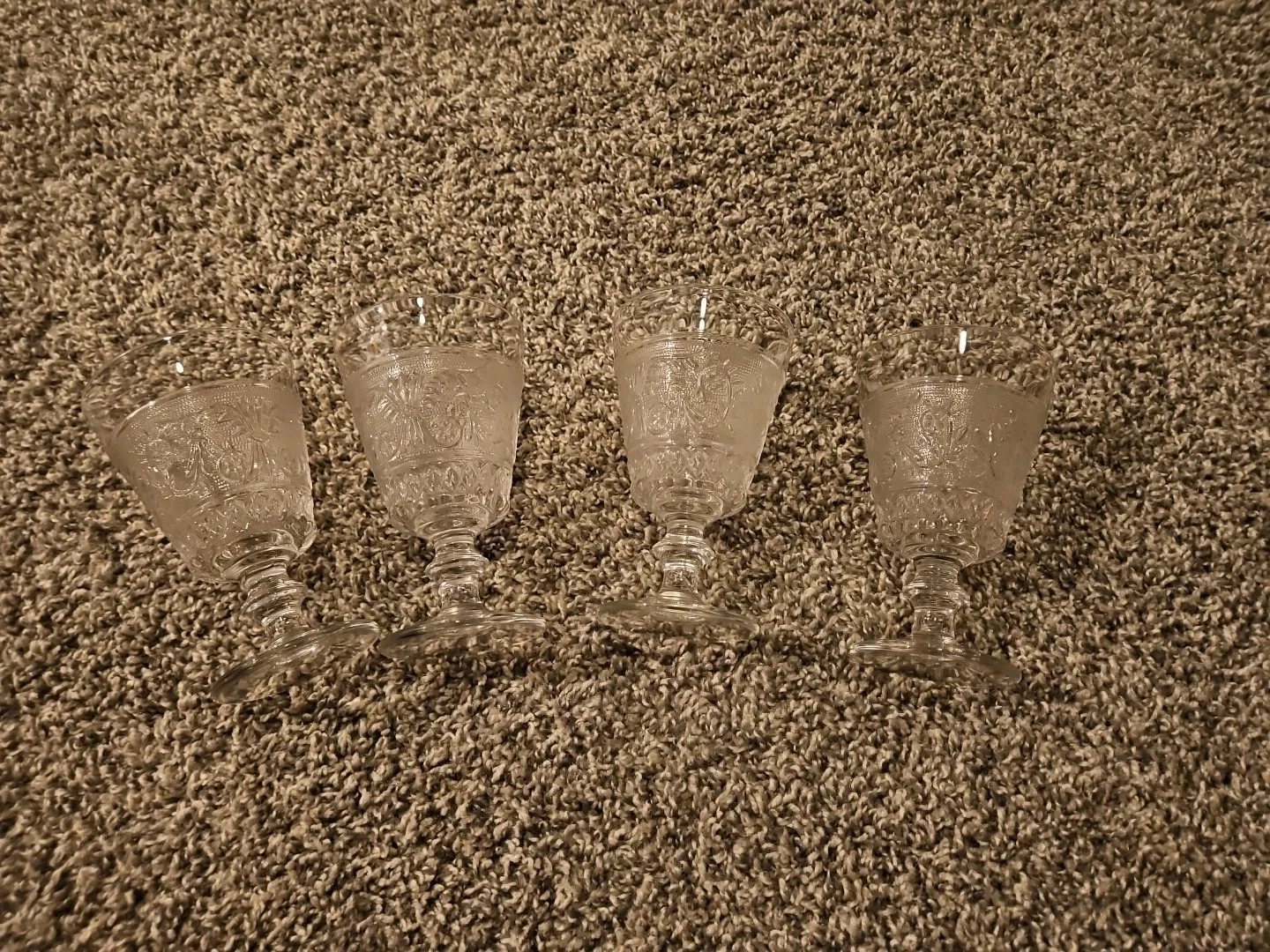 4 Vintage Duncan Miller Sandwich Glass Water Goblets 5 5/8" 8oz.