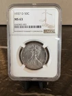 1937 D 50C Walking Liberty Half Dollar NGC MS63