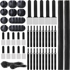 137PCS Cable Management Kit 4 Cable Sleeve Split 100 Cable Zip Ties 10 Cable Cli