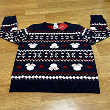 Disney Girls Minnie Mouse Navy Holiday Sweater 7-8Y NWT