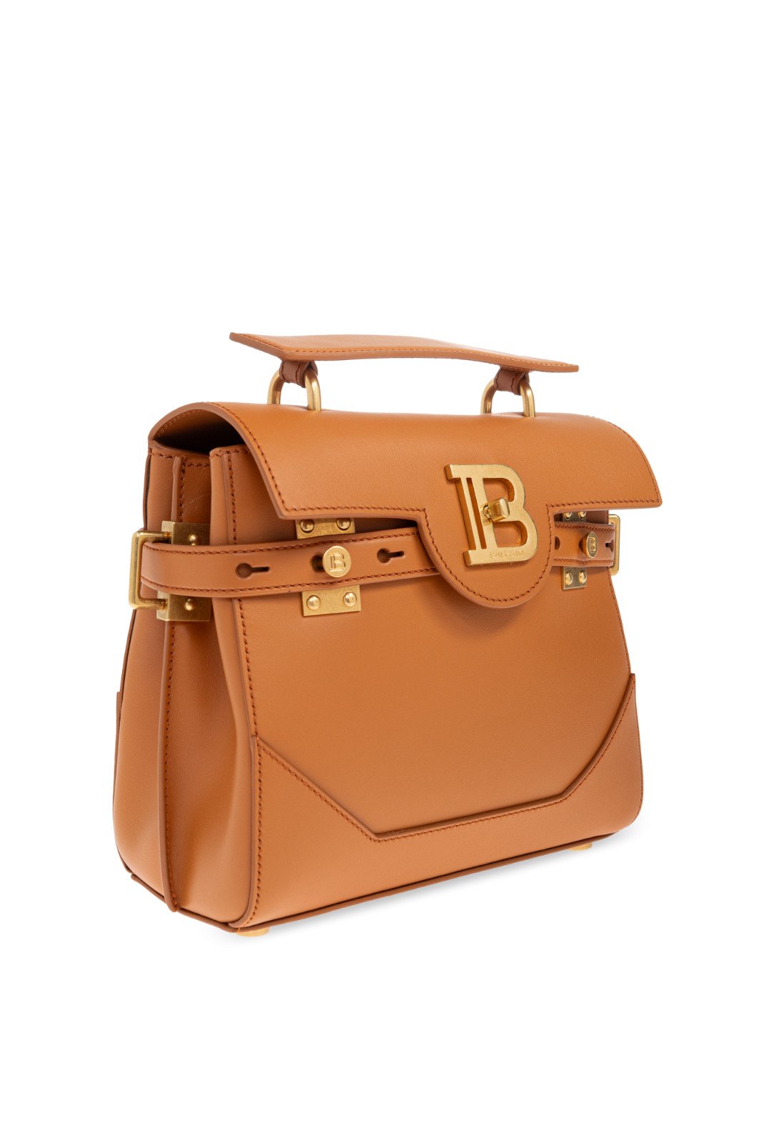 BALMAIN B-Buzz 23 Brown Leather Top Handle Bag New & Authentic image 3