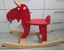 Ikea EKORRE Wooden Childrens Toddler Toy Red Rocking Moose Horse Exc Cond. Read