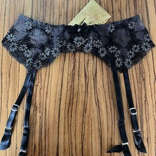 Agent Provocateur Soir e XIAH Suspender Black/Silver Sz 2 AP 2/UK 8/US 4/EU 36 