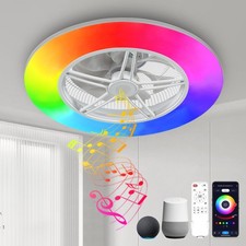 BAYSQUIRREL BS-6229-FL-HWSS 22" LED Bladeless Ceiling Fan with RGB Lights