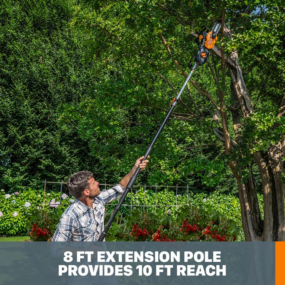 Motosierra eléctrica WG311 Worx 10" 2 en 1 con accesorio de sierra de poste Foto 4 de 4