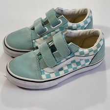 VANS YOUTH SIZE 2 OLD SKOOL V CHECKERBOARD SNEAKER/SHOES Color Theory Mint