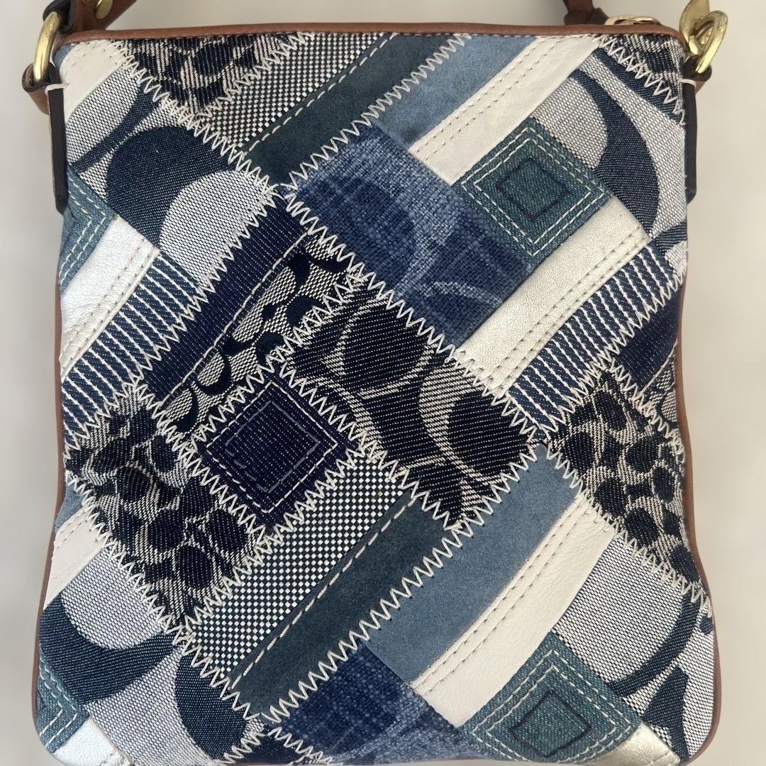 Condition Coach Shoulder Bag Patchwork Denim Canv… - image 3