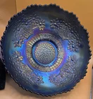 ~ANTIQUE~"FENTON"~COBALT~BLUE~CARNIVAL GLASS~"ORANGE TREE & BEARDED BERRY"~BOWL~