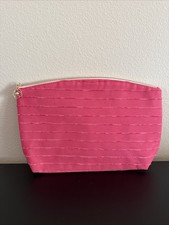 Lancome Makeup Bag Pink Ribbed Zipper 12x8x3  NWOT