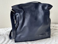 Authentic LOEWE Flamenco Knot Bag Navy Blue Leather Shoulder Hobo Medium Spain