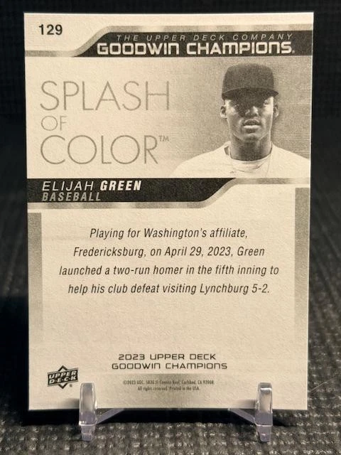 2023 Upper Deck Goodwin Champions - Neon Variations #129 Elijah Green Nats - Image 2 of 2