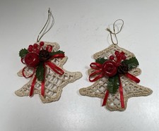 Hand Crocheted Doily Christmas Ornaments- Set Of 2
