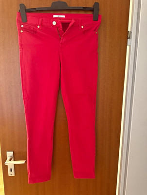 7 for all Mankind Damen Jeans Rot Gr. 30 Stretch Denim Five-Pocket Logo