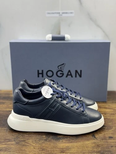 Hogan H580 Sneaker Blue Leather Memory Foam Luxury Hoganshoes Men 44