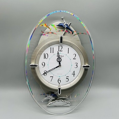 Small World 花の形状 掛時計 動く人形付き Vintage Small World Rhythm Magic Motion Wall Clock Dolphins
