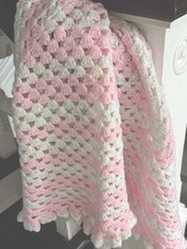 Pink  White Confetti Crochet Baby Blanket