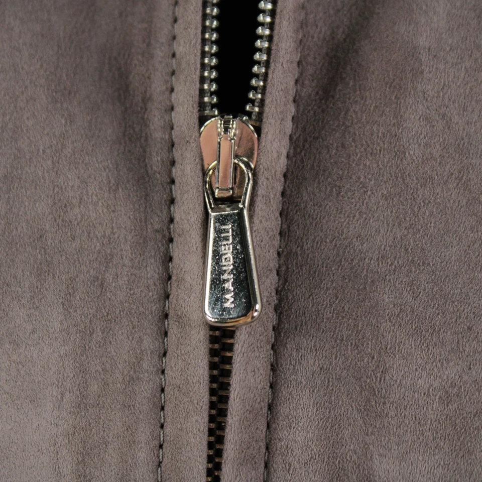 Mandelli NWD Suede Leather / Cashmere Bomber Jacket Size 52 (L US) In Brown Gray - Image 2 of 4