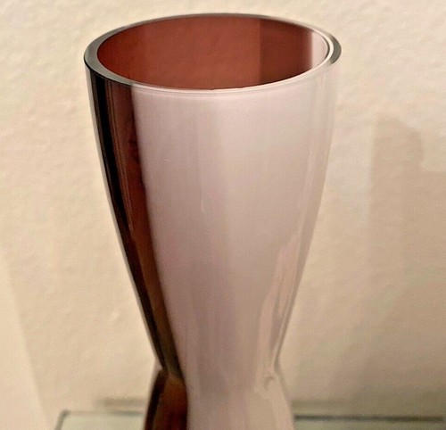 Purple/Cream White Hand Blown Art Glass Vase Two Tone Margie's Garden California - Picture 7 of 9