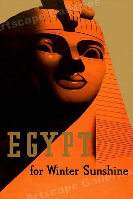 1930s Sphinx Egypt for Winter Sunshine Vintage Style Travel Poster - 16x24